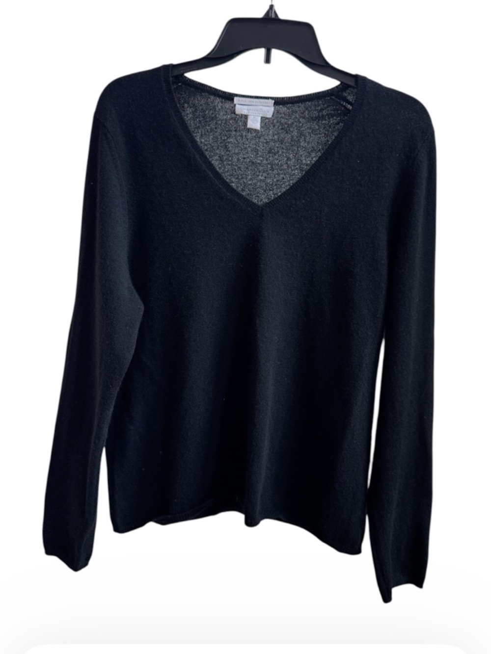 CHARTER CLUB Black 2-ply 100% Cashmere V Neck Sweater Women’s XL Winter Capsule